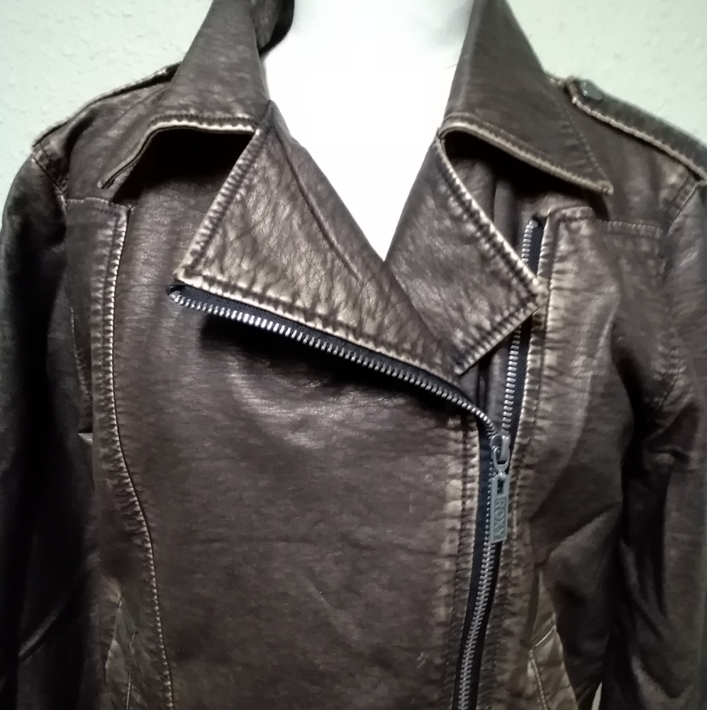 Roxy bronze faux leather moto jacket - Picture 3 of 10